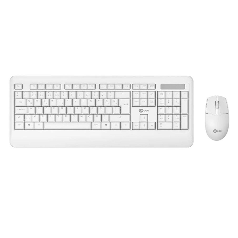 Lecoo KW202 Q Türkçe Kablosuz Beyaz Klavye + Mouse Seti