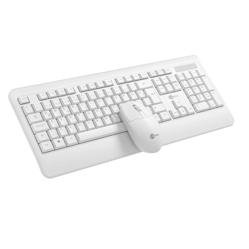 Lecoo KW202 Q Türkçe Kablosuz Beyaz Klavye + Mouse Seti