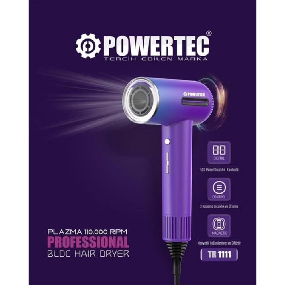 Powertec TR-1111 Delux Plazma Digital Fön Makinası